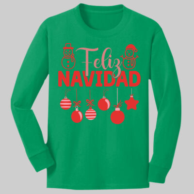  Youth Long Sleeve Shirt - Winter Holidays - Feliz Festive - Red Thumbnail