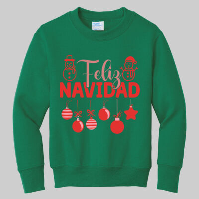 Youth Crewneck - Winter Holidays - Feliz Festive - Red Thumbnail