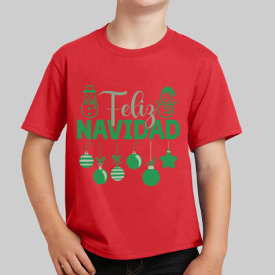Youth T-Shirt - Winter Holidays - Feliz Festive - Green Thumbnail