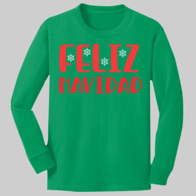  Youth Long Sleeve Shirt - Winter Holidays - Feliz Navidad - Red Thumbnail
