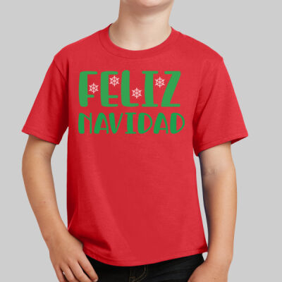 Youth T-Shirt - Winter Holidays - Feliz Navidad - Green Thumbnail