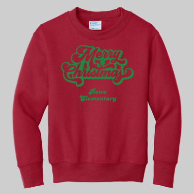  Youth Crewneck - Merry Christmas - Green Thumbnail